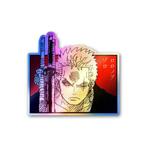 Zoro Holographic Sticker waterproof vinyl decal for laptop, bike, car & bottle