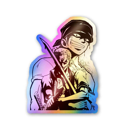 Zoro Holographic Stickers waterproof vinyl decal for laptop, bike, car & bottle