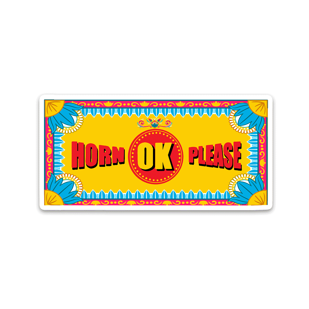 HORN OK PLEASE Bumper Sticker waterproof vinyl decal for laptop, bike, car & bottle