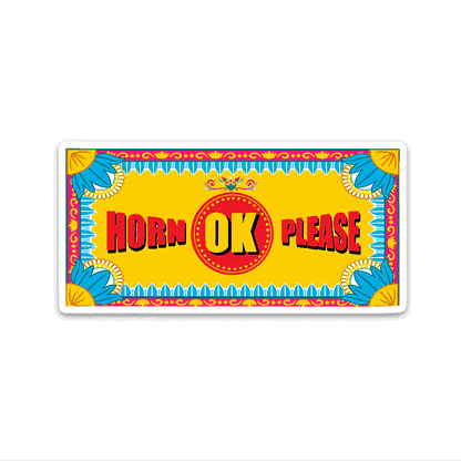 HORN OK PLEASE Bumper Sticker waterproof vinyl decal for laptop, bike, car & bottle