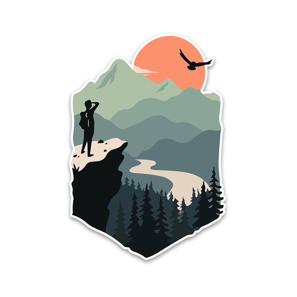 Mountain Adventure Bumper Sticker waterproof vinyl decal for laptop, bike, car & bottle