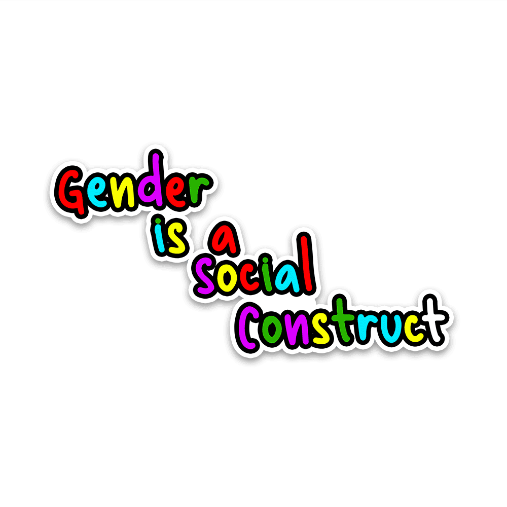 Gender is Social Construct Bumper Sticker waterproof vinyl decal for laptop, bike, car & bottle
