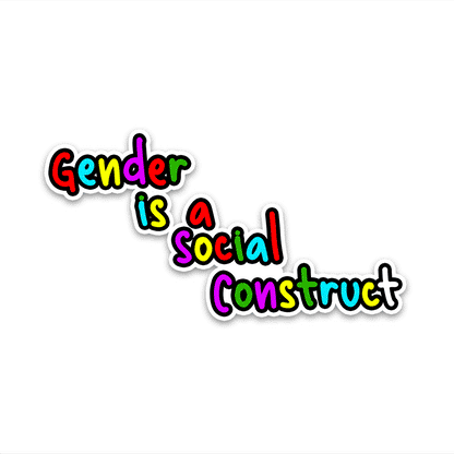 Gender is Social Construct Bumper Sticker waterproof vinyl decal for laptop, bike, car & bottle