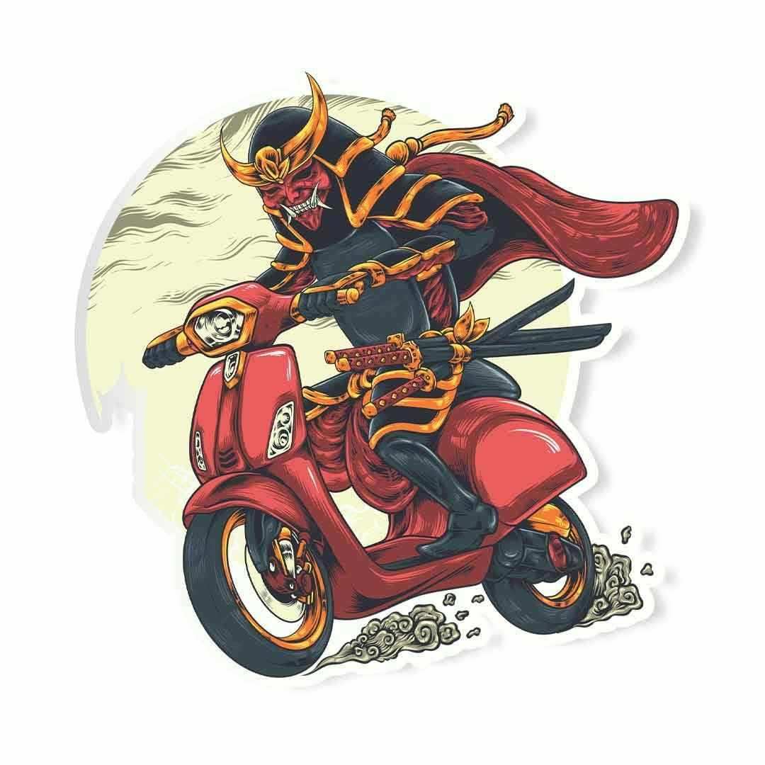 Evil Samurai on vespa Sticker | STICK IT UP