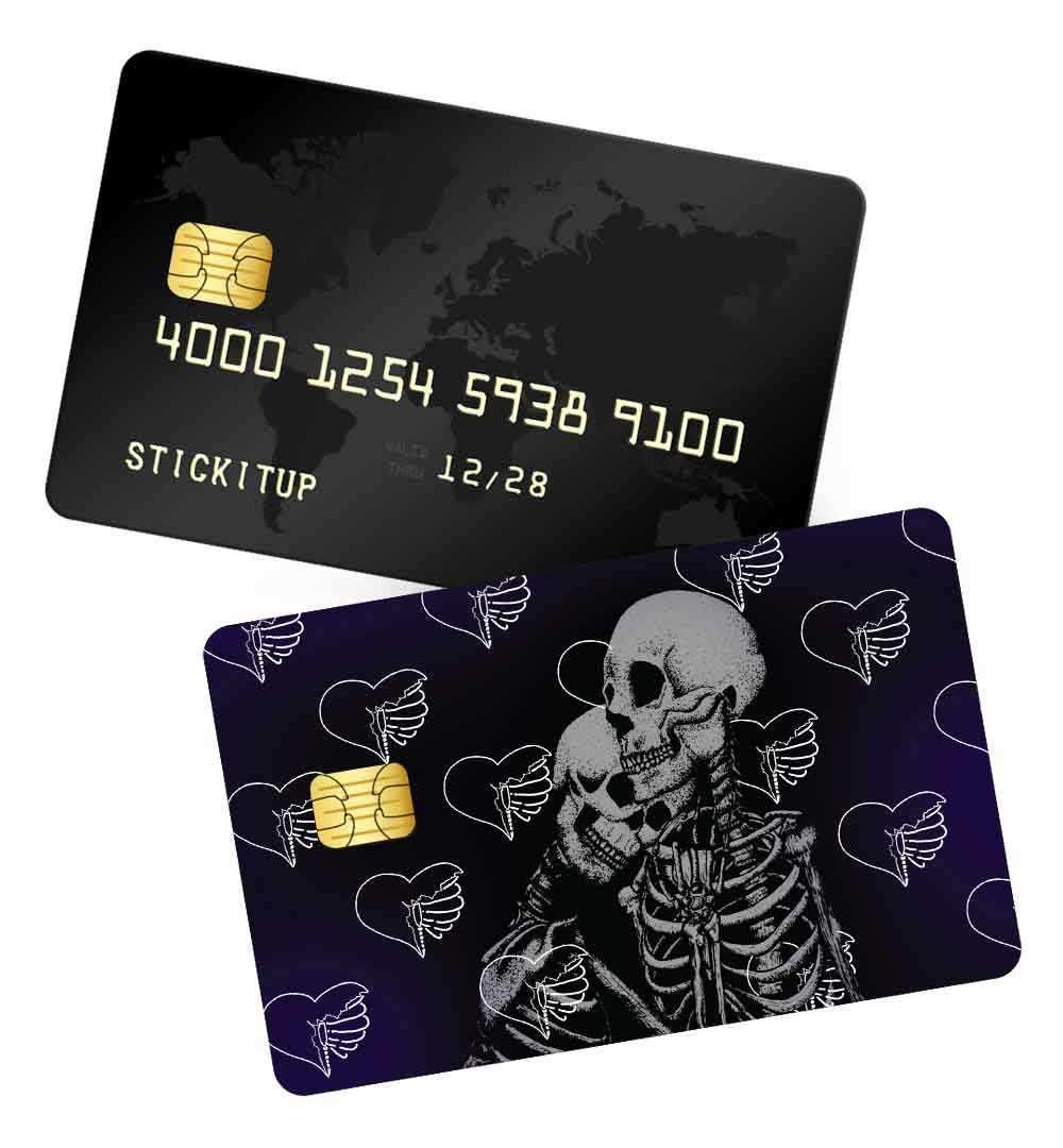 Skeleton in love with her girl credit card skin | STICK IT UP