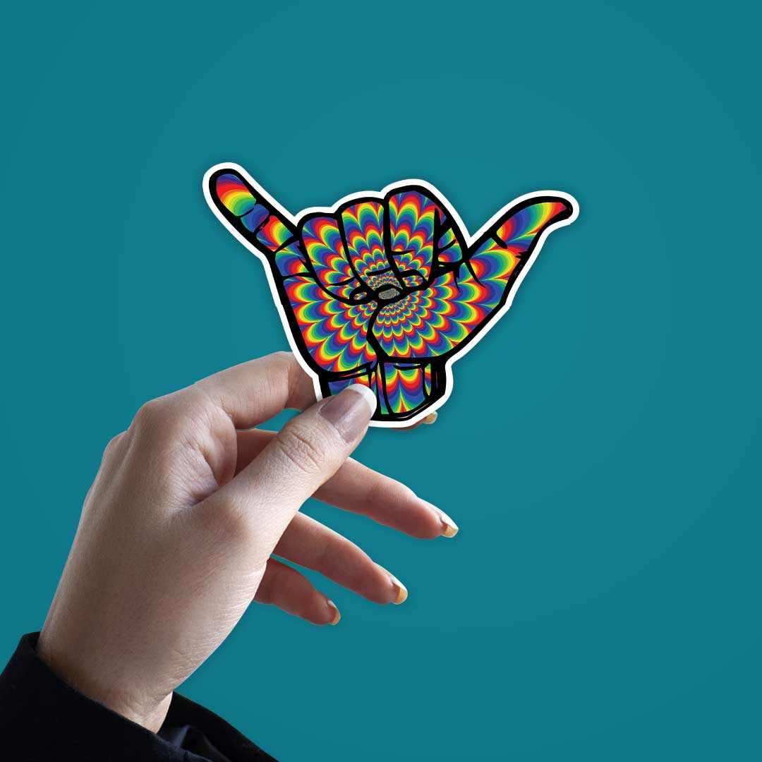 Psychedelic Hand Sign Sticker | STICK IT UP