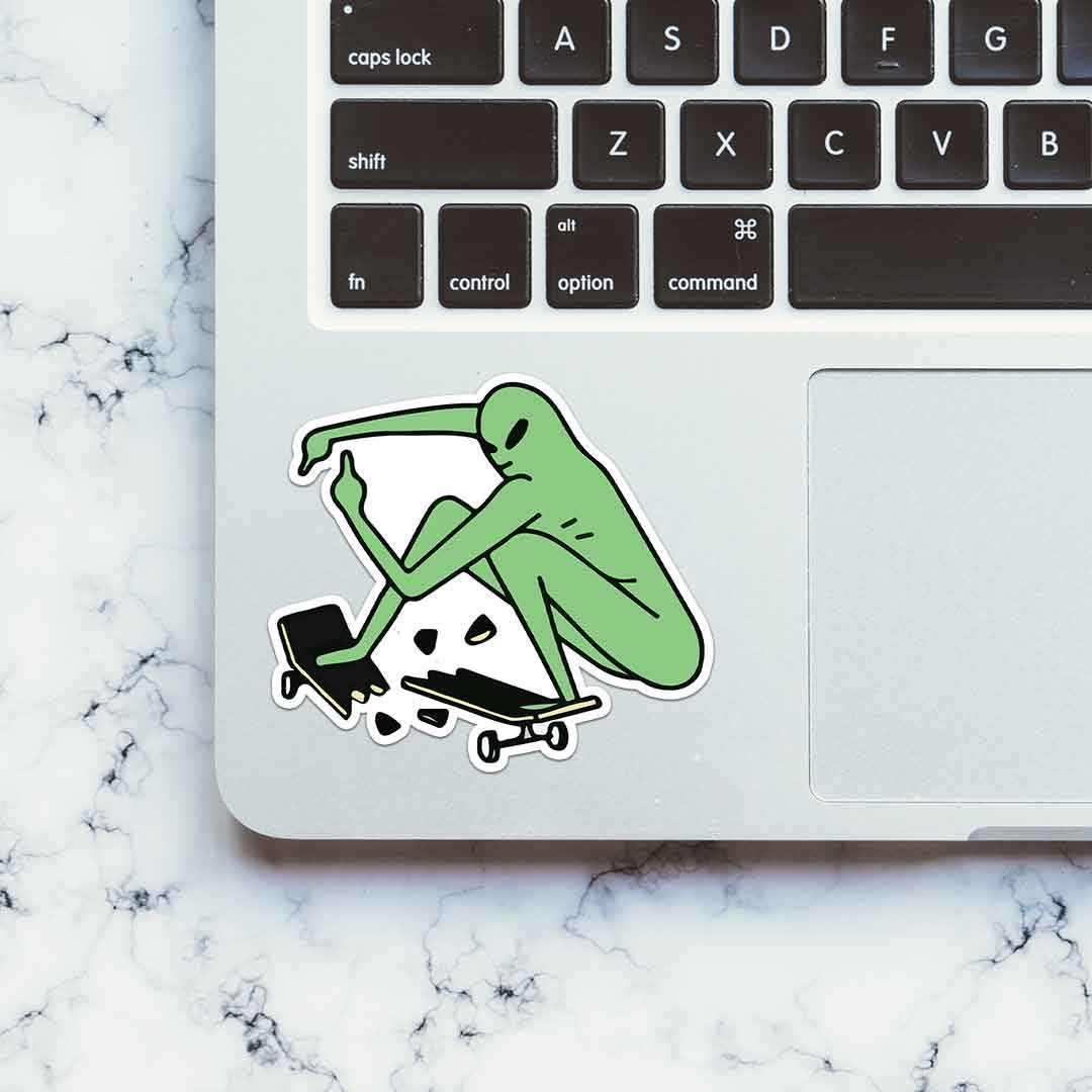 Alien On Skateboard Sticker | STICK IT UP