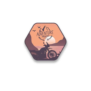 Adventure Begins Sticker waterproof vinyl decal for laptop, bike, car & bottle
