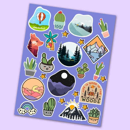 Adventure Mini Sticker Sheet waterproof vinyl decal for laptop, bike, car & bottle