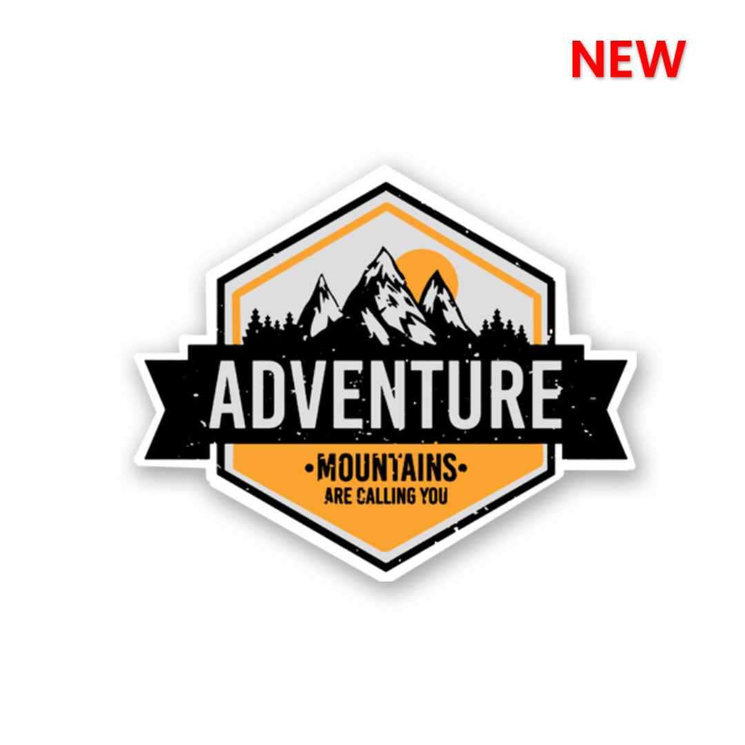 Adventure Mountains Are Calling Sticker waterproof vinyl decal for laptop, bike, car & bottle