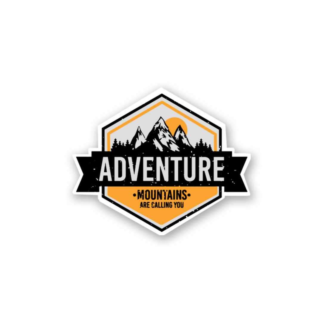 Adventure Mountains Are Calling Sticker waterproof vinyl decal for laptop, bike, car & bottle