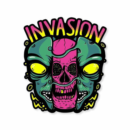 Alien Invasion Sticker waterproof vinyl decal for laptop, bike, car & bottle