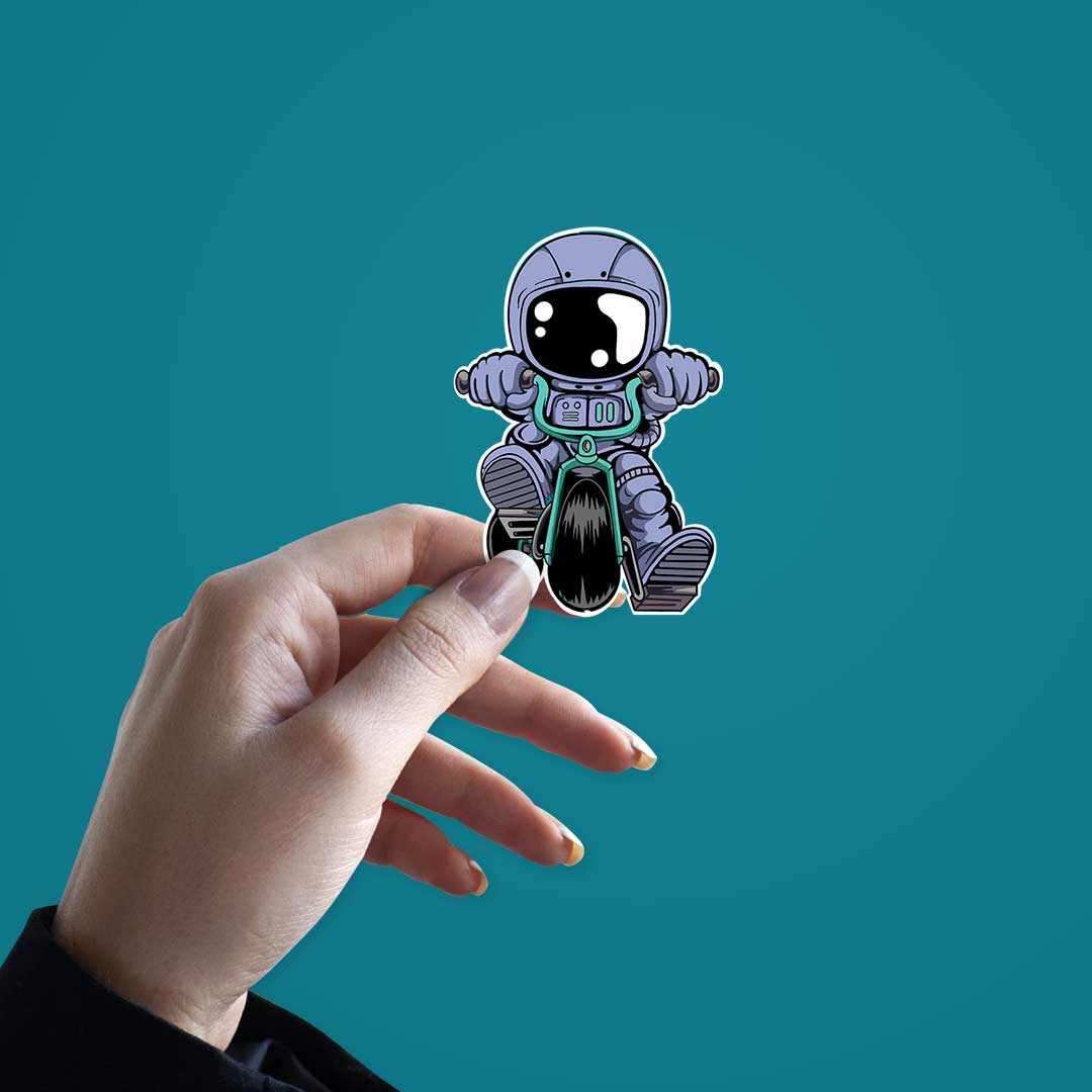 Astronaut Bike Sticker waterproof vinyl decal for laptop, bike, car & bottle