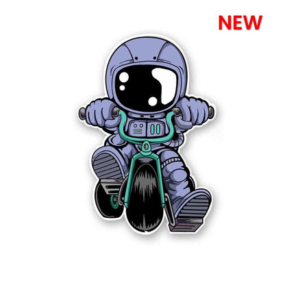 Astronaut Bike Sticker waterproof vinyl decal for laptop, bike, car & bottle