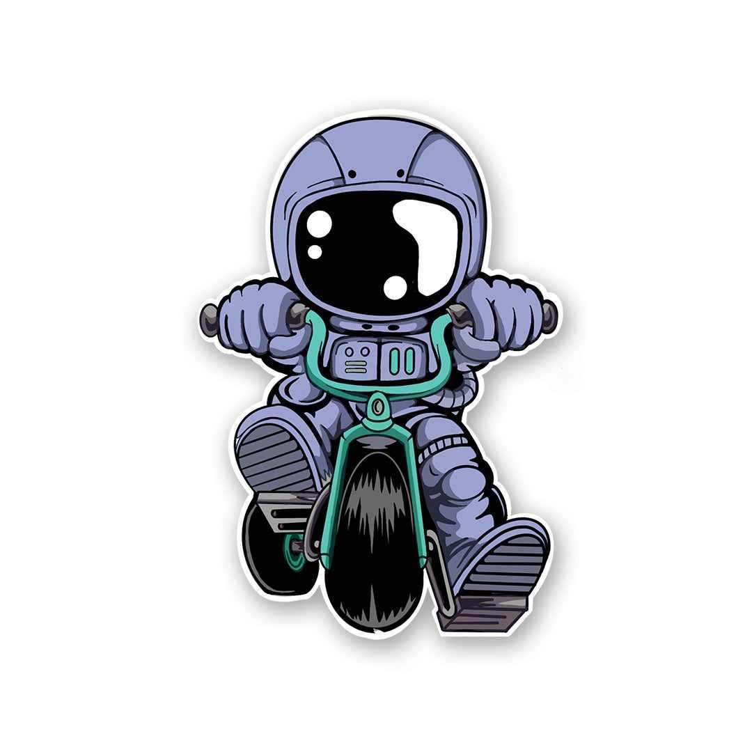 Astronaut Bike Sticker waterproof vinyl decal for laptop, bike, car & bottle
