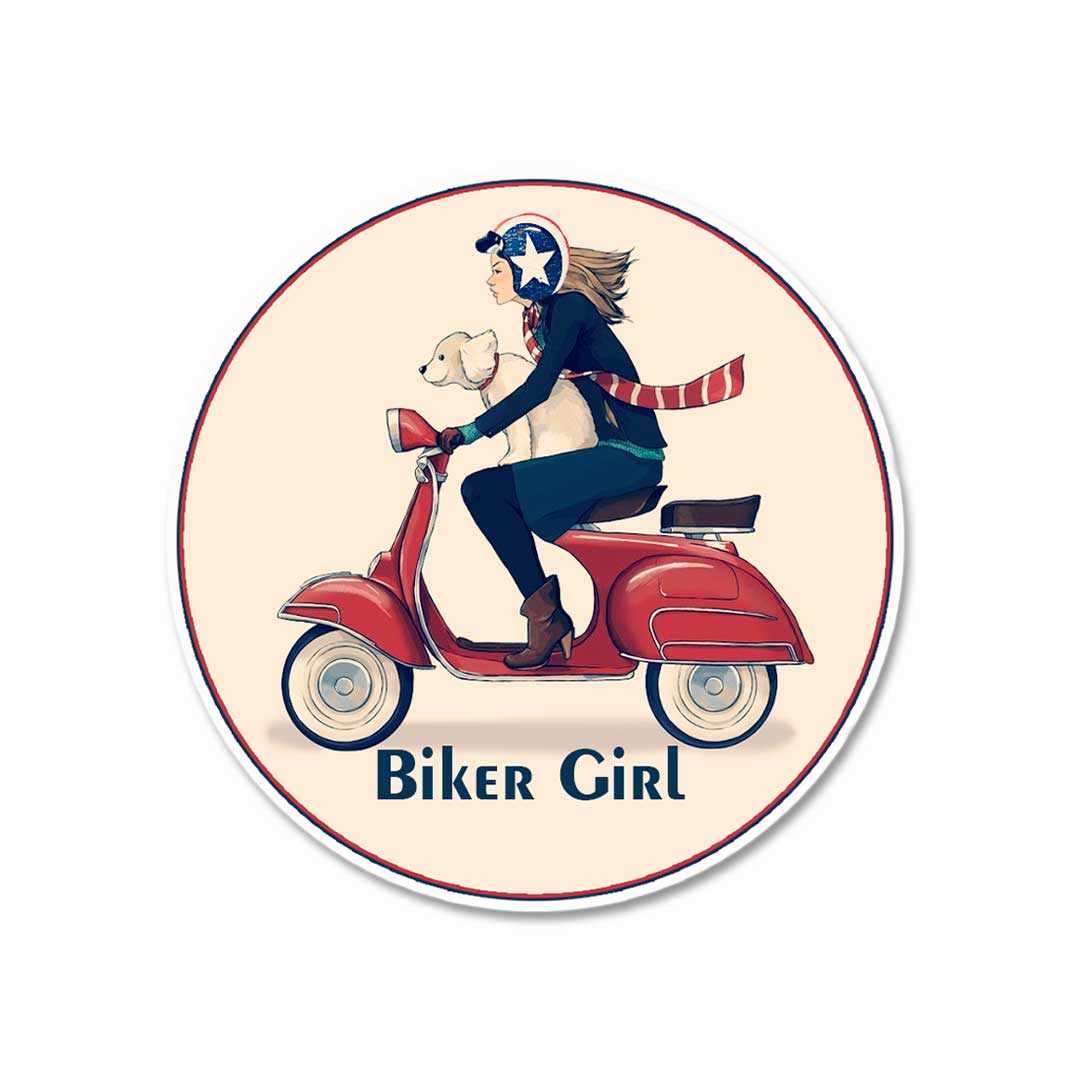Biker Girl Sticker waterproof vinyl decal for laptop, bike, car & bottle