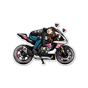 Biker Girl Sticker waterproof vinyl decal for laptop, bike, car & bottle