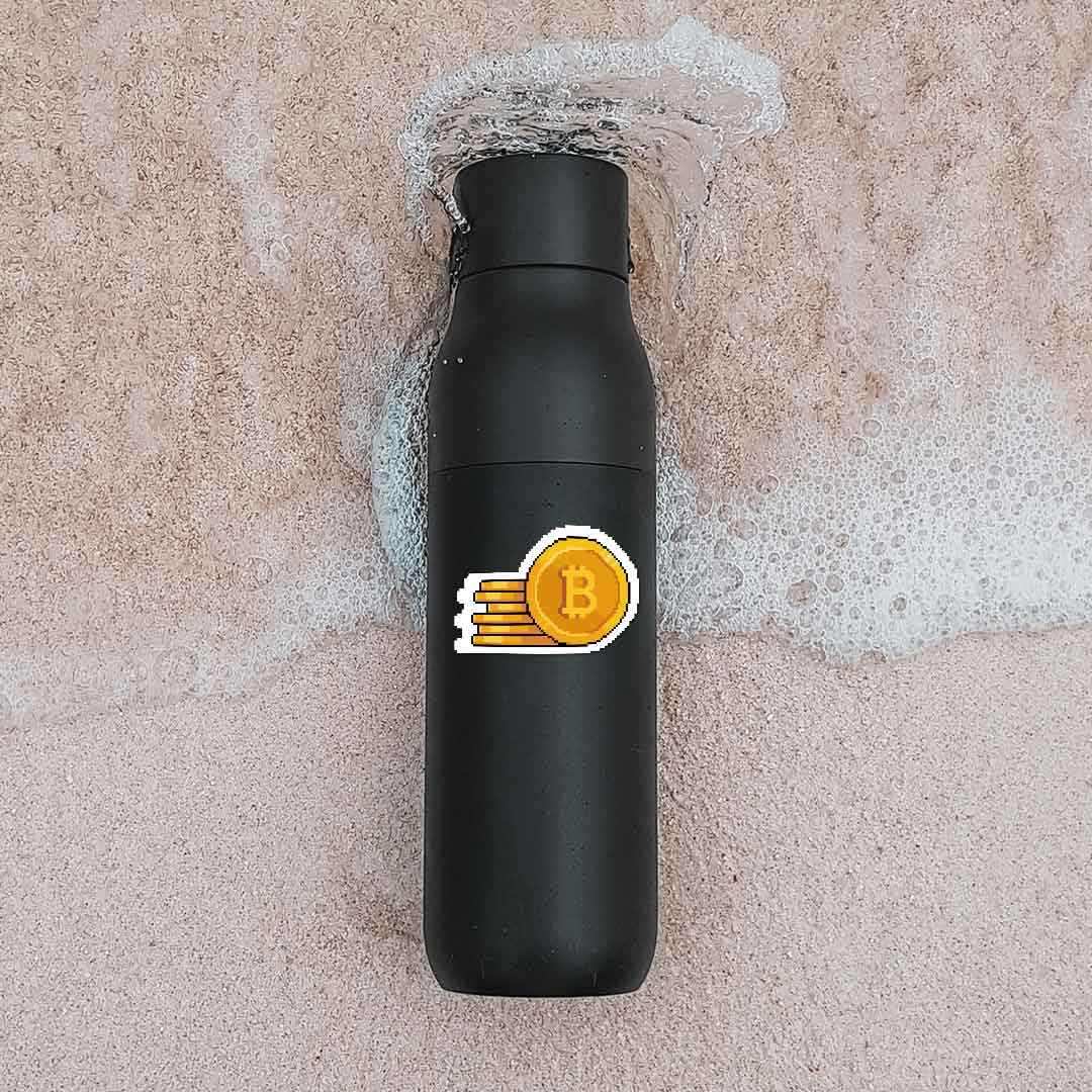 Bitcoin Pixel Sticker waterproof vinyl decal for laptop, bike, car & bottle