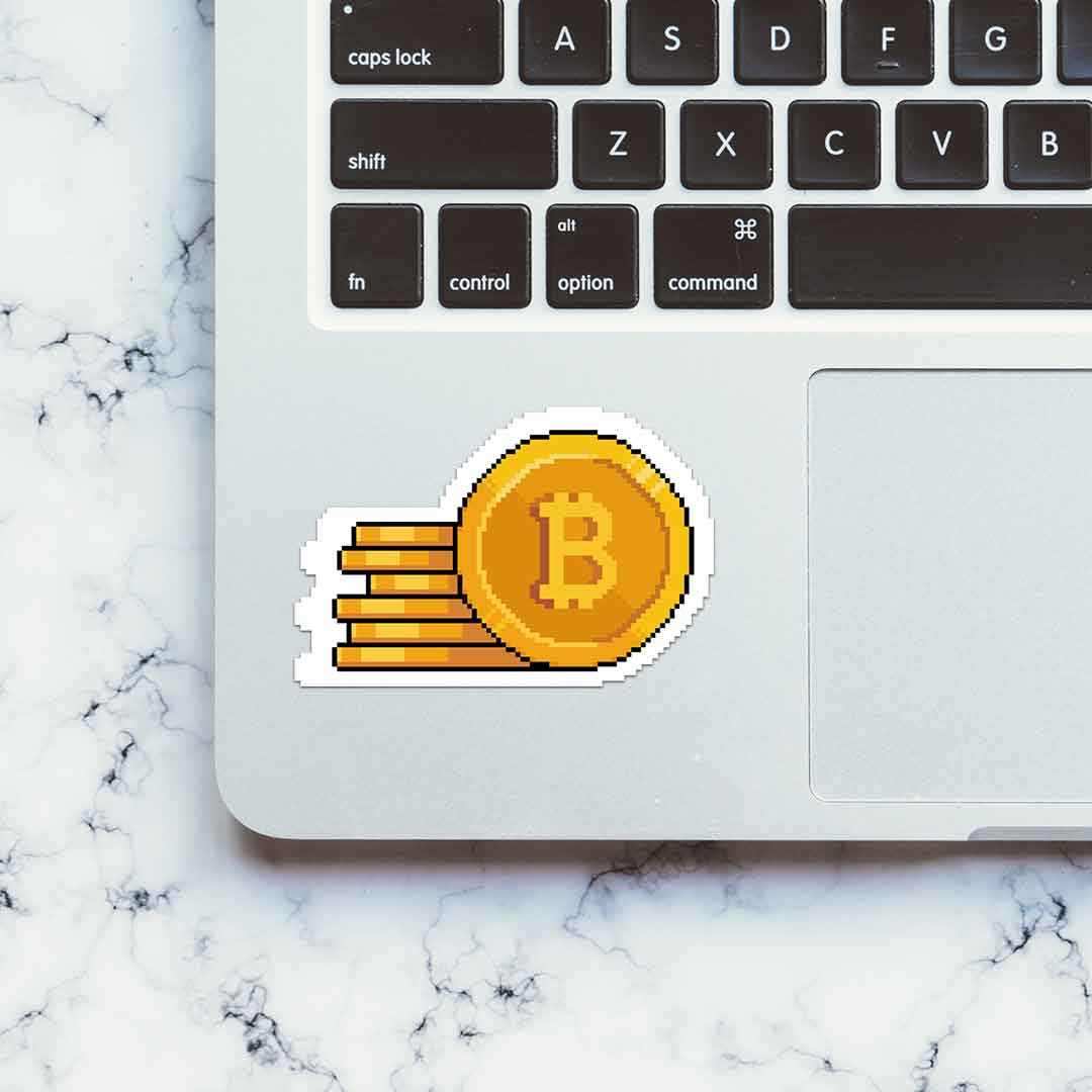 Bitcoin Pixel Sticker waterproof vinyl decal for laptop, bike, car & bottle