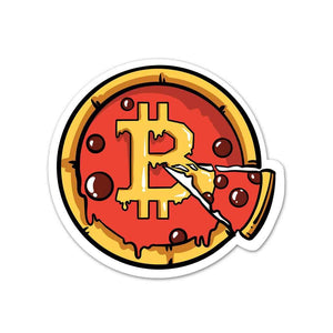 Bitcoin Pizza Sticker waterproof vinyl decal for laptop, bike, car & bottle