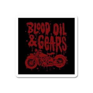 Blood Oil & Gears Sticker waterproof vinyl decal for laptop, bike, car & bottle