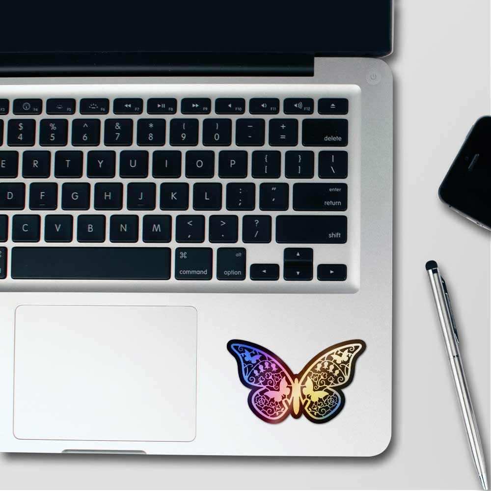 Butterfly with mini butterfly Holographic Stickers waterproof vinyl decal for laptop, bike, car & bottle