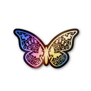 Butterfly with mini butterfly Holographic Stickers waterproof vinyl decal for laptop, bike, car & bottle