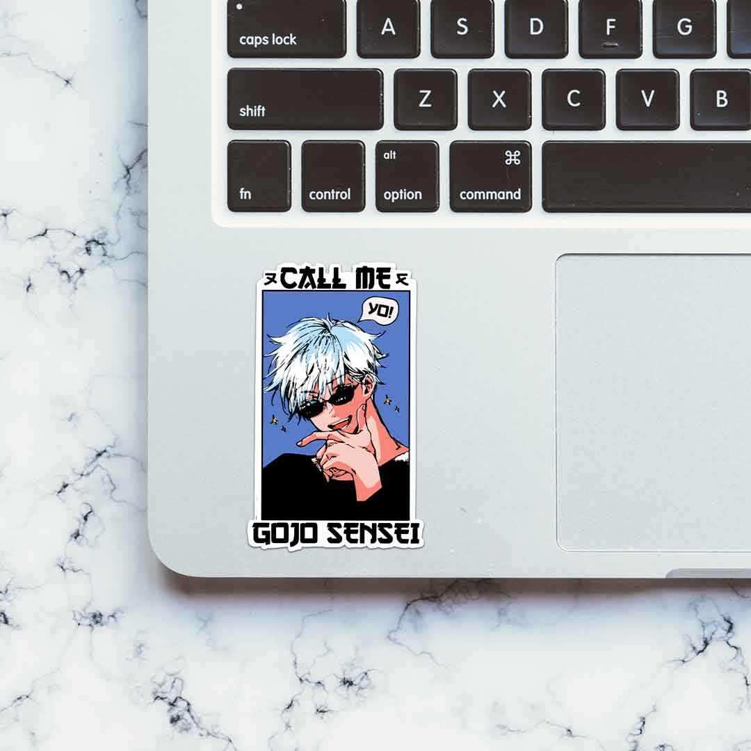 Call Me Gojo Sensei Sticker waterproof vinyl decal for laptop, bike, car & bottle