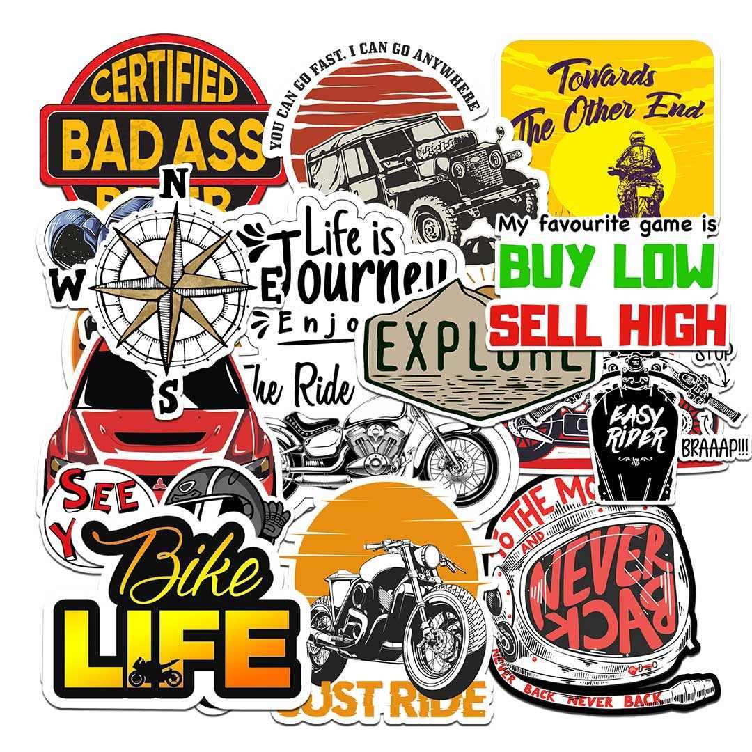 Cars/Bike Sticker Pack [15 Sticker] waterproof vinyl decal for laptop, bike, car & bottle
