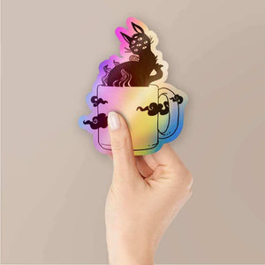 cat with many eyes Holographic Stickers waterproof vinyl decal for laptop, bike, car & bottle