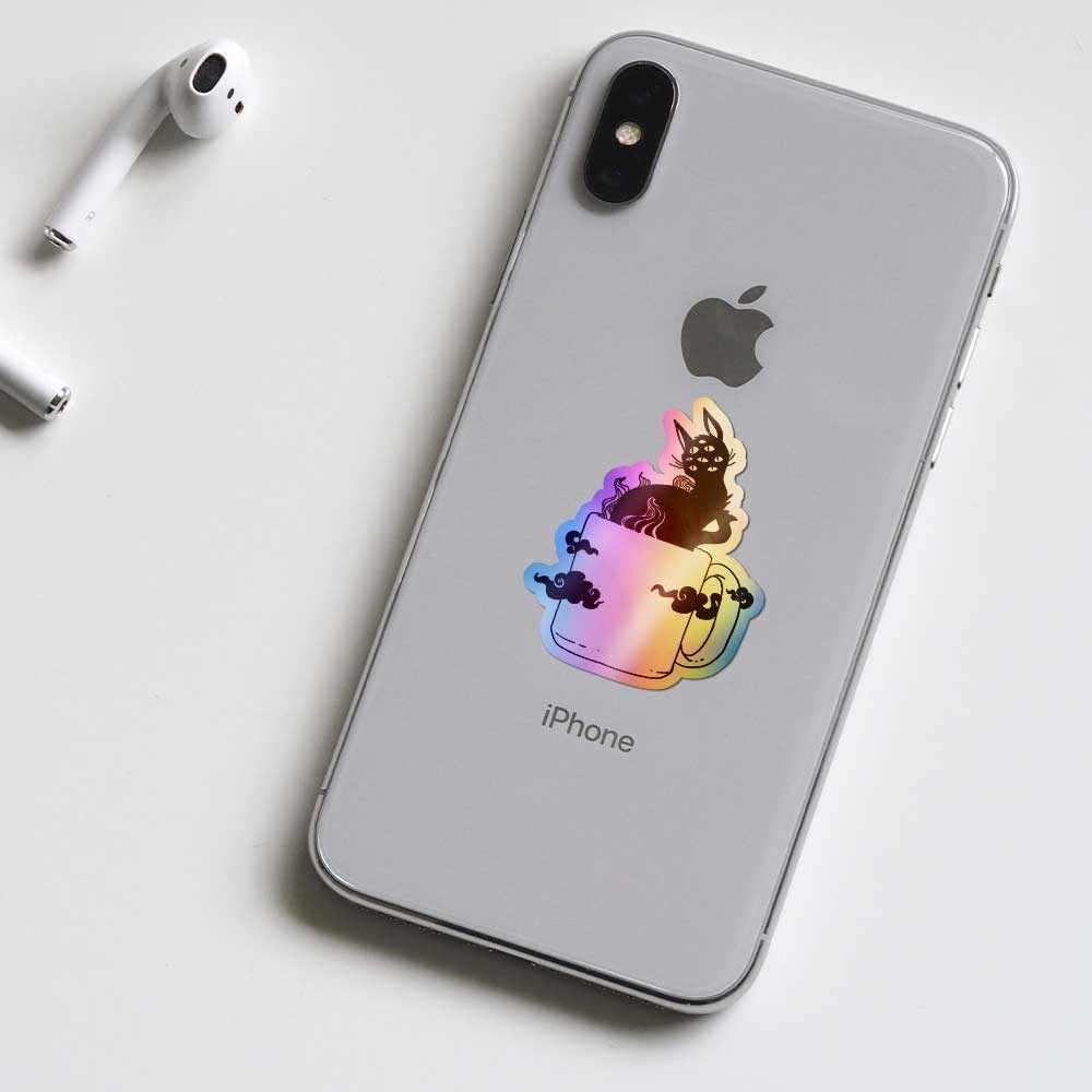 cat with many eyes Holographic Stickers waterproof vinyl decal for laptop, bike, car & bottle