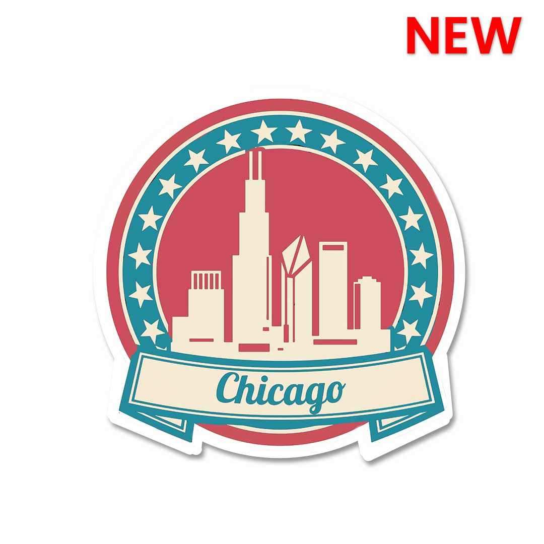 Chicago Sticker waterproof vinyl decal for laptop, bike, car & bottle