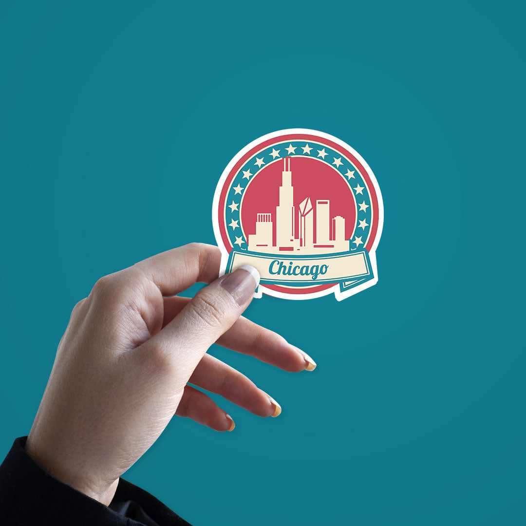 Chicago Sticker waterproof vinyl decal for laptop, bike, car & bottle