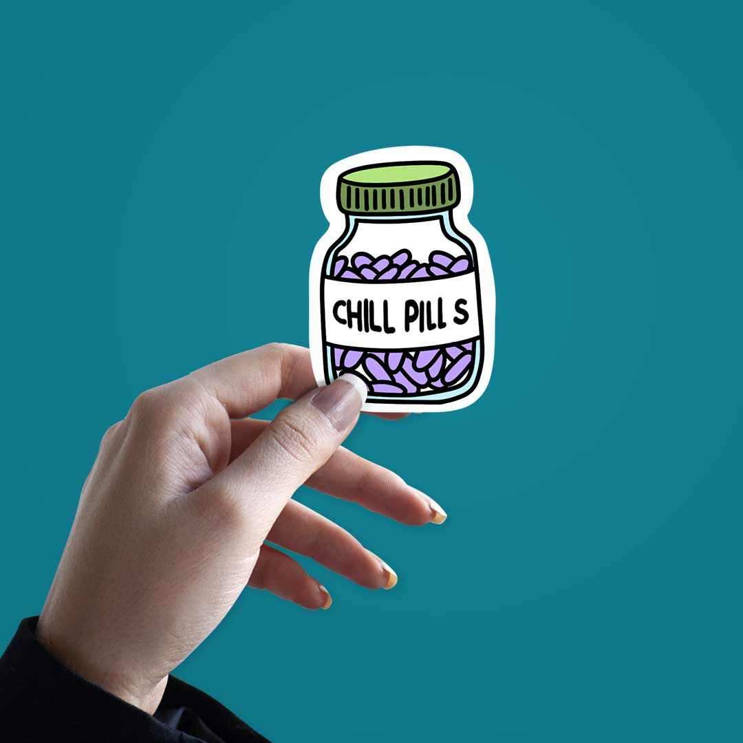 Chill Pill Sticker waterproof vinyl decal for laptop, bike, car & bottle