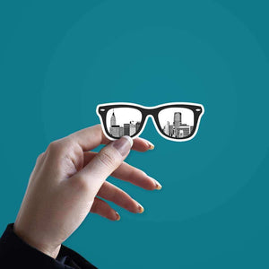 City Glasses sticker waterproof vinyl decal for laptop, bike, car & bottle