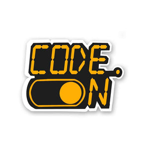 Code On Sticker waterproof vinyl decal for laptop, bike, car & bottle