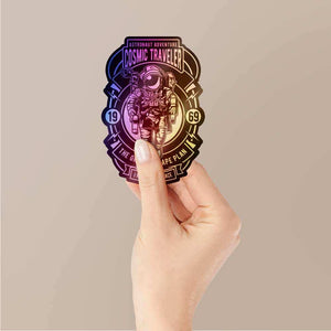 Cosmic Traveler Holographic Stickers waterproof vinyl decal for laptop, bike, car & bottle