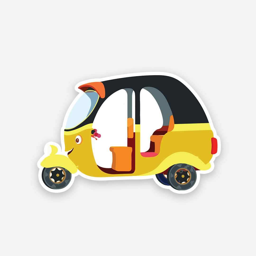 Cute Autorickshaw sticker waterproof vinyl decal for laptop, bike, car & bottle