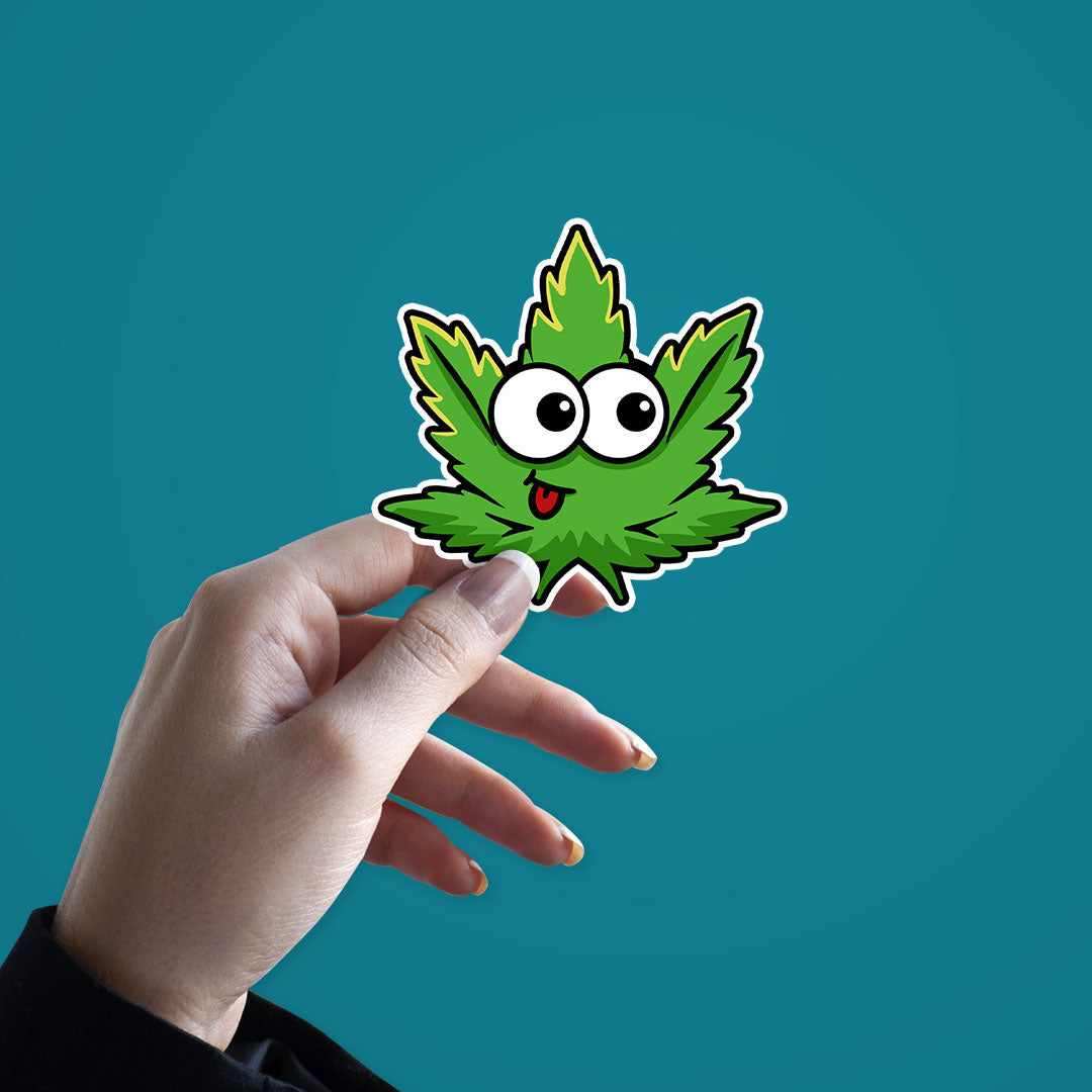 Cute Weed Sticker waterproof vinyl decal for laptop, bike, car & bottle