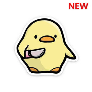 Duck With Knife Sticker waterproof vinyl decal for laptop, bike, car & bottle