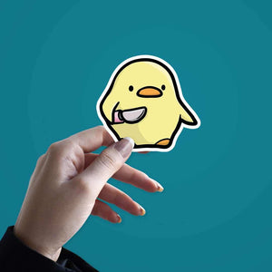 Duck With Knife Sticker waterproof vinyl decal for laptop, bike, car & bottle