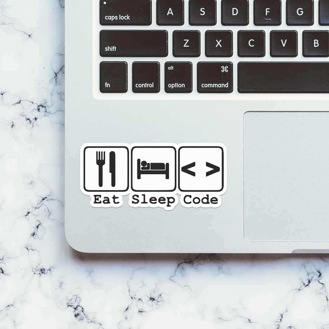 Eat Sleep Code Sticker waterproof vinyl decal for laptop, bike, car & bottle
