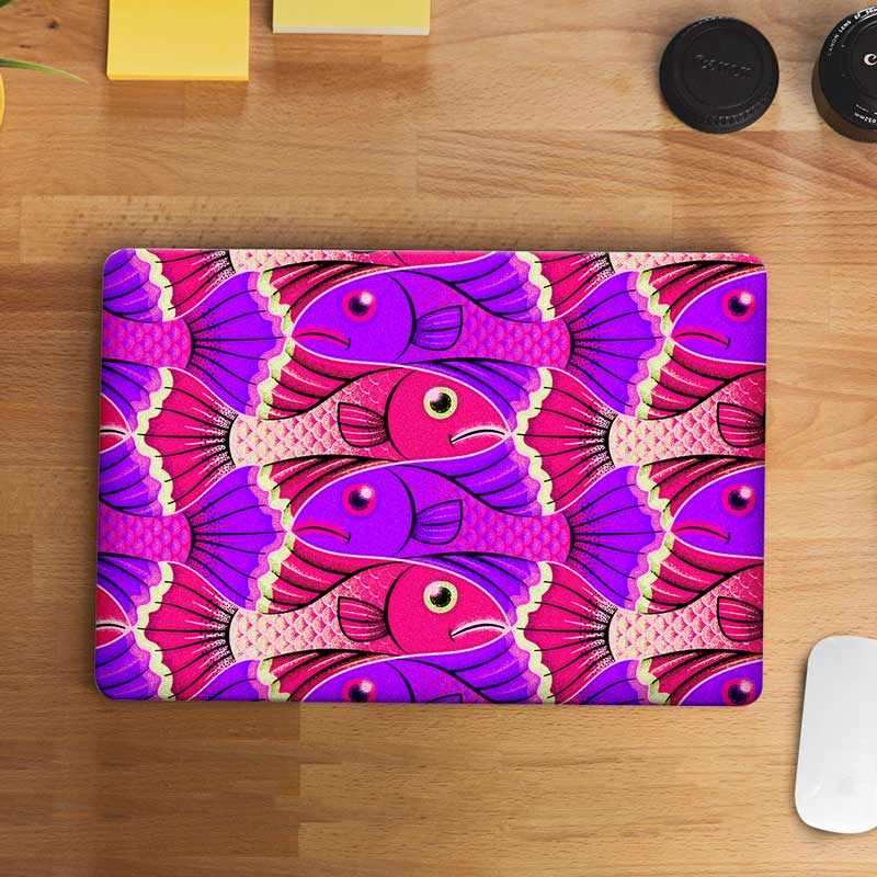 Fish Pattern Laptop Skin waterproof vinyl decal for laptop, bike, car & bottle