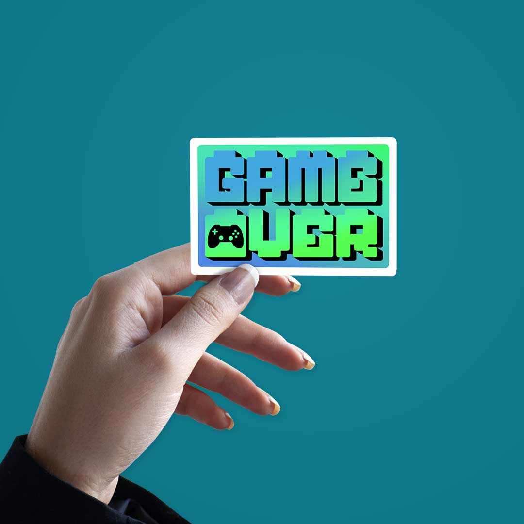 Game Over : Let's Replay Sticker waterproof vinyl decal for laptop, bike, car & bottle