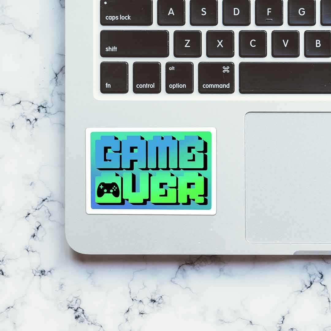 Game Over : Let's Replay Sticker waterproof vinyl decal for laptop, bike, car & bottle