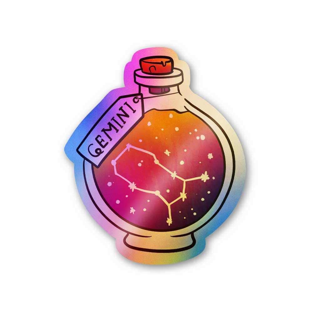 Gemini Holographic Stickers waterproof vinyl decal for laptop, bike, car & bottle