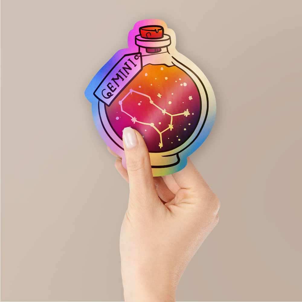Gemini Holographic Stickers waterproof vinyl decal for laptop, bike, car & bottle