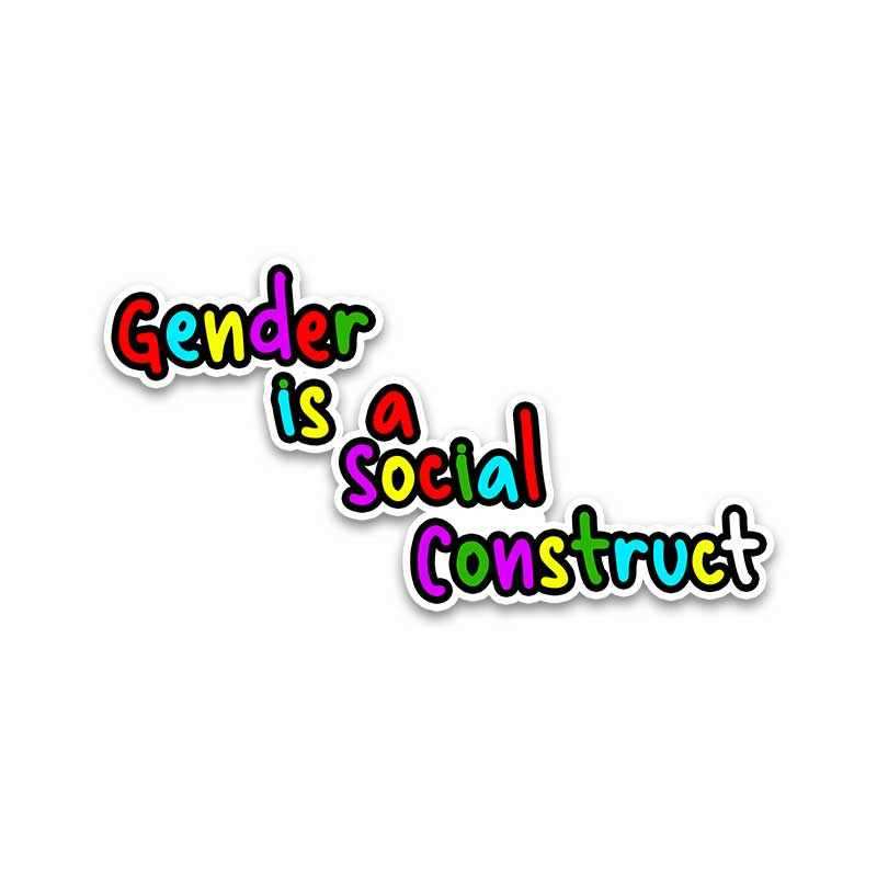 Gender is Social Construct Bumper Sticker waterproof vinyl decal for laptop, bike, car & bottle
