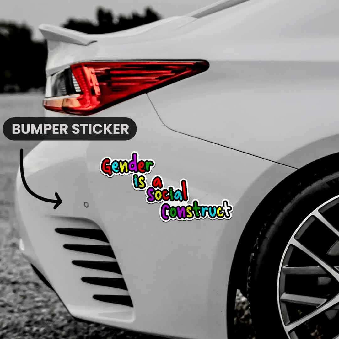 Gender is Social Construct Bumper Sticker waterproof vinyl decal for laptop, bike, car & bottle