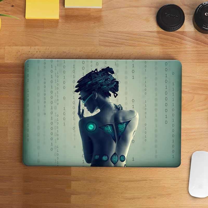 Girl Robot Laptop Skin waterproof vinyl decal for laptop, bike, car & bottle